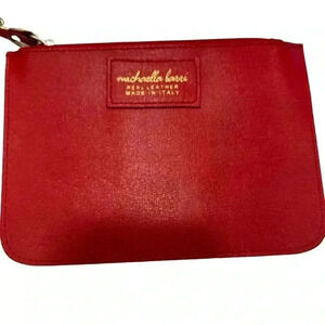 Michealla barri red leather wristlet made in Italy NWOT